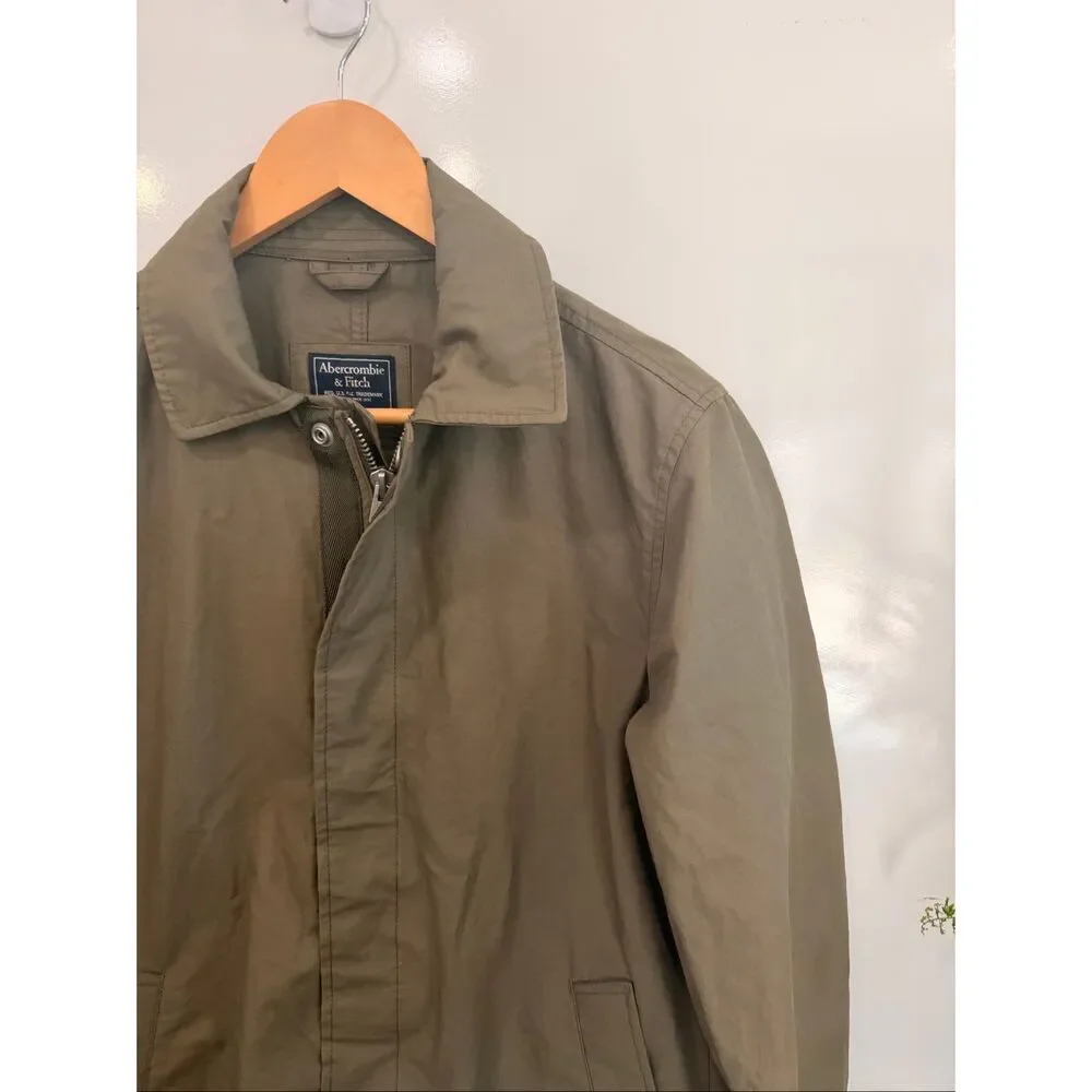 Abercrombie Fitch Olive Trench Coat Jacket S‎ NWOT - Picture 2 of 6